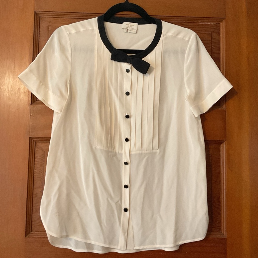 Kate Spade Cream Blouse with Black Details